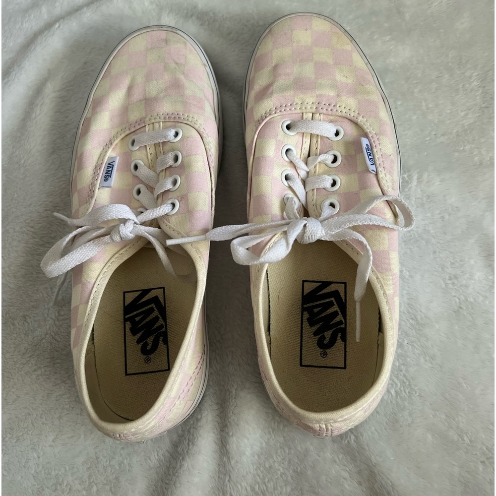 Light pink checkered Vans
